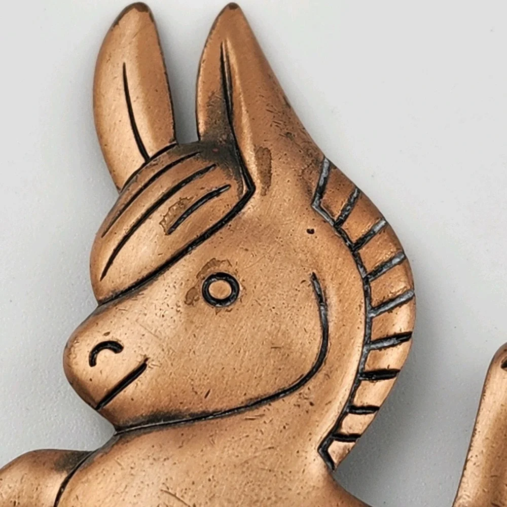 Vintage 1960's‎ Copper Prancing Baby Donkey Burro Pony Pin Brooch